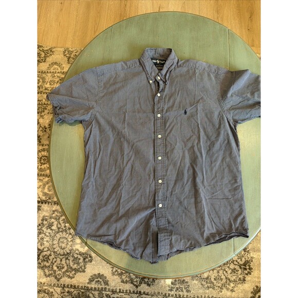 Lauren Ralph Lauren Other - Vintage Ralph Lauren Blake Shirt M Blue Plaid Short Sleeve 100% Cotton 90s